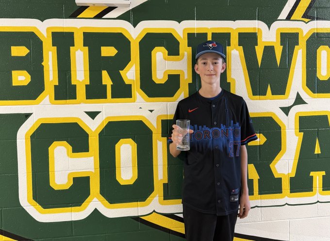 Sullivan “Sully” MacNeill Baseball Birchwood presented with PEISAA Award Glass